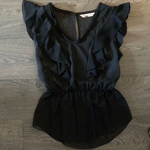 Clip dot black blouse tank